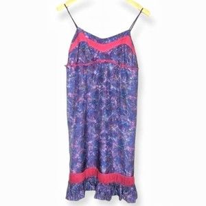 Betsey Johnson Silk Slip Dress Purple Pink Floral 8